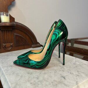 Christian Louboutin So Kate 120 Malachite Patent Pumps size 37